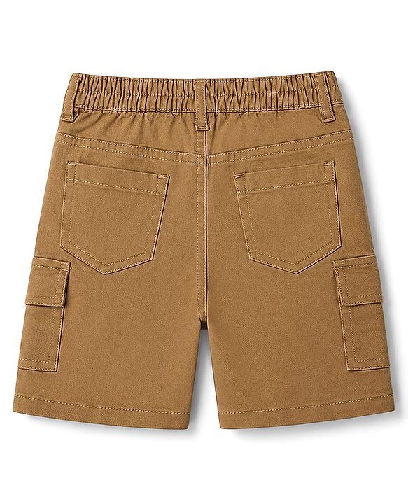 Babyhug 100% Cotton Woven Half Sleeves Checked Shirt & Denim Shorts Set - Beige