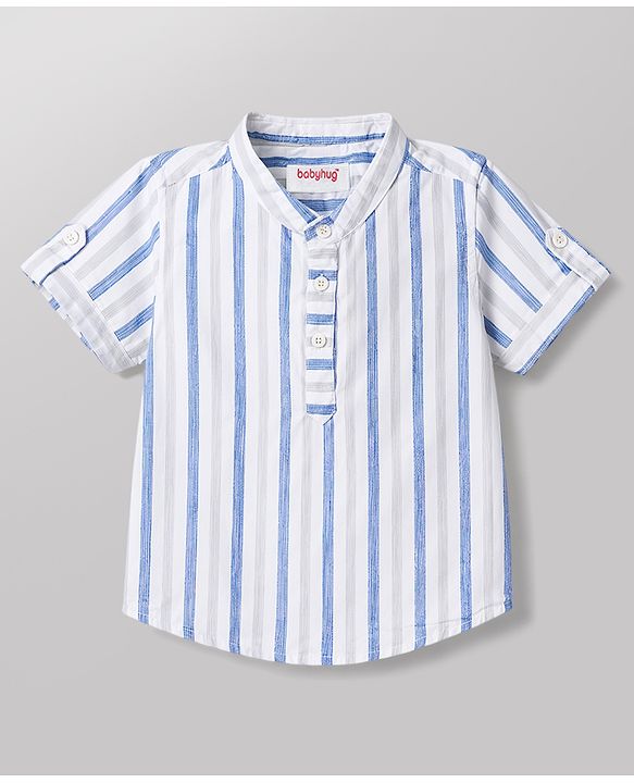 Babyhug 100% Cotton Woven Half Sleeves Striped Shirt & Shorts Set - Multicolor
