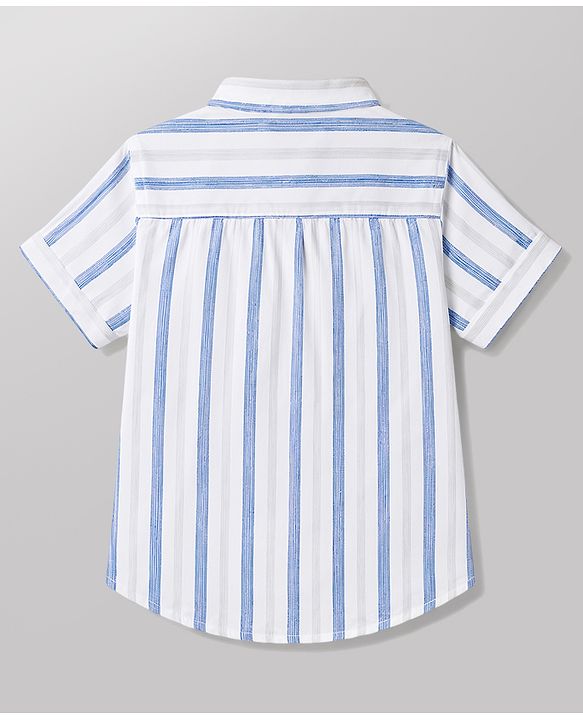 Babyhug 100% Cotton Woven Half Sleeves Striped Shirt & Shorts Set - Multicolor