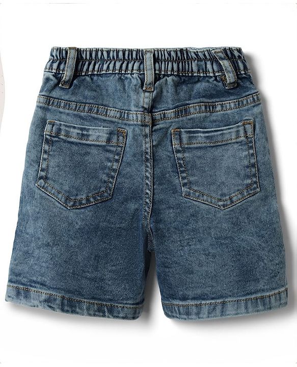 Babyhug Cotton Woven Half Sleeves Checked Shirt & Denim Shorts Set - Yellow & Blue