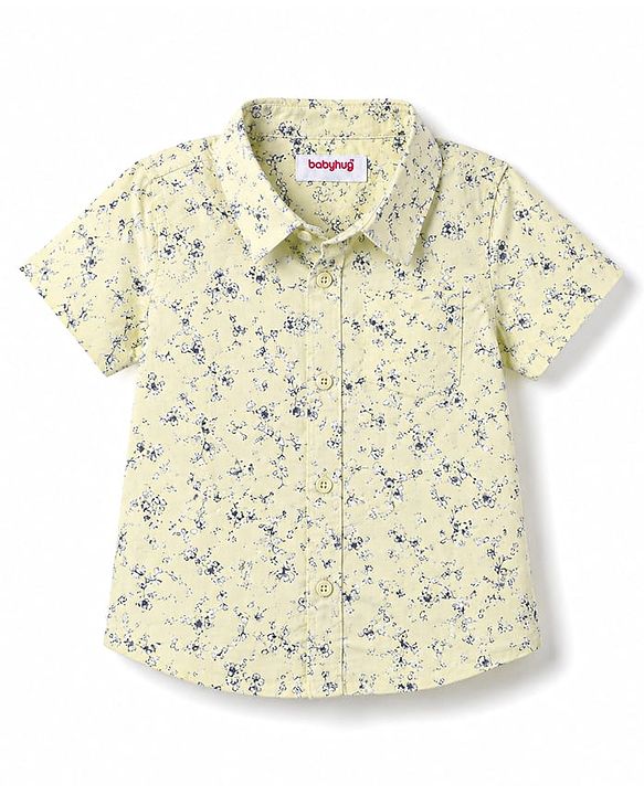 Babyhug 100% Cotton Woven Half Sleeves Printed Shirt & Shorts Set - Multicolor & Green