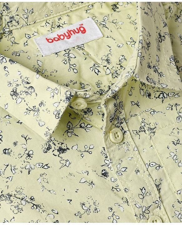 Babyhug 100% Cotton Woven Half Sleeves Printed Shirt & Shorts Set - Multicolor & Green