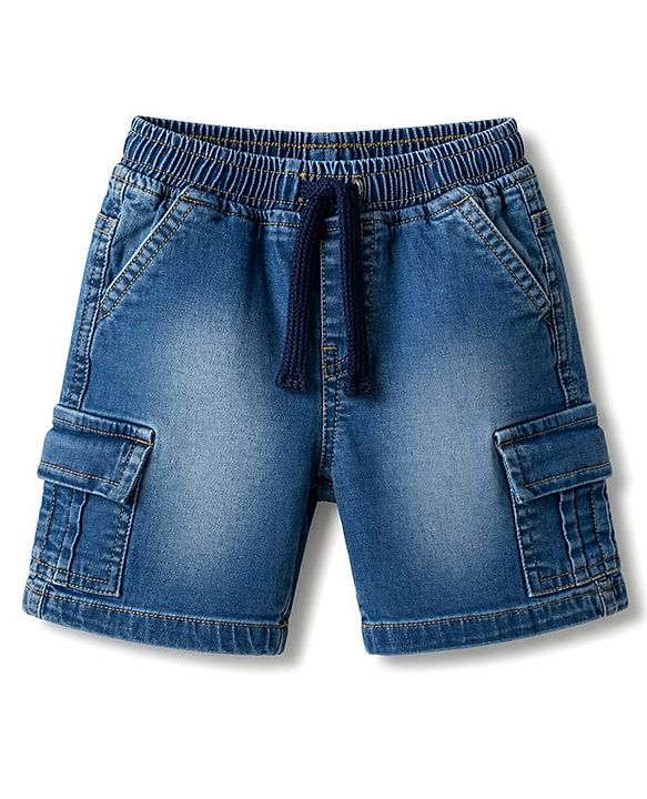 Babyhug Cotton Woven Half Sleeves Abstract Printed Shirt & Denim Shorts Set - Blue