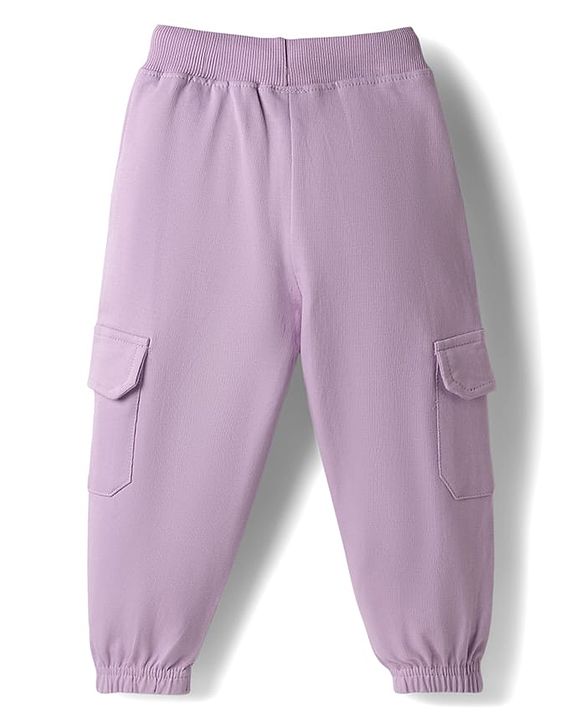 Babyhug Terry Knit Half Sleeves Solid Top & Trouser Set - Purple