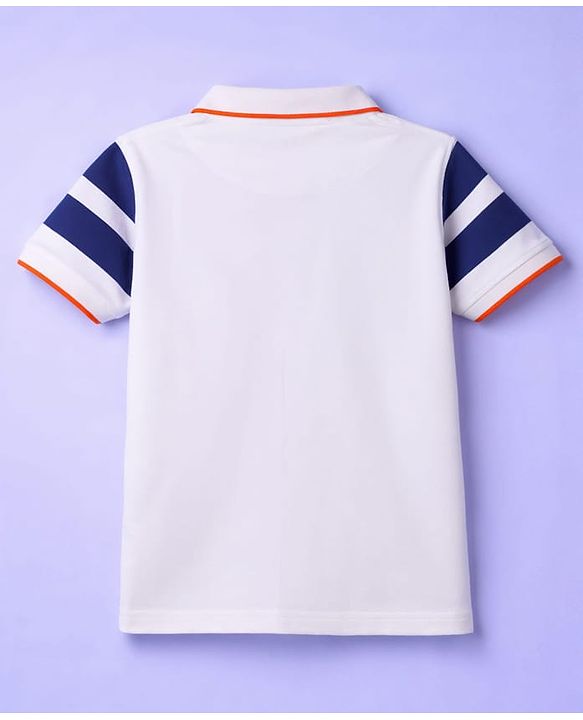 Pine Kids Cotton Knit Half Sleeves T-Shirt With Stripes - White