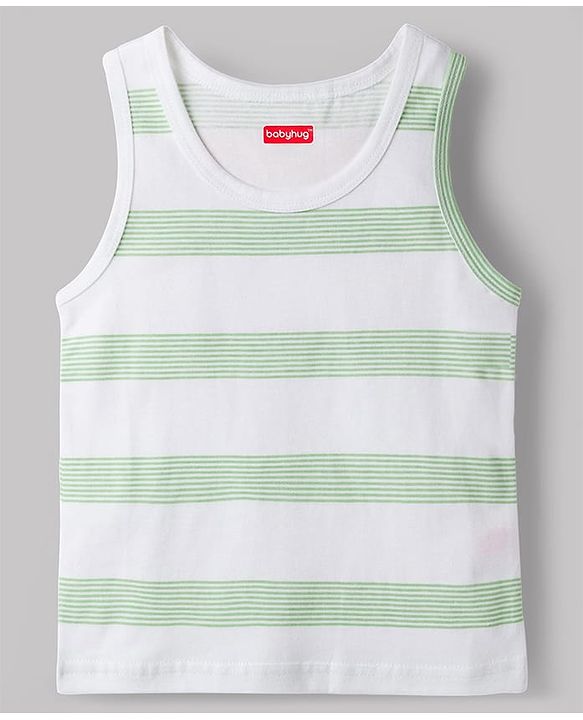 Babyhug 100% Cotton Single Jersey Knit Sleeveless Striped Vests Pack of 3 - Multicolor