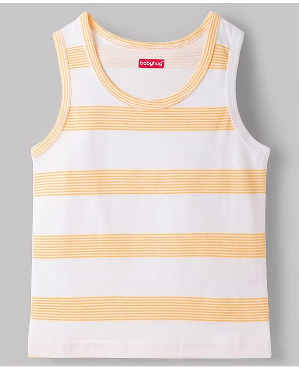 Babyhug 100% Cotton Single Jersey Knit Sleeveless Striped Vests Pack of 3 - Multicolor