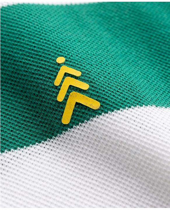Pine Kids Cotton Knit Half Sleeves Striped Polo T-Shirt - Green