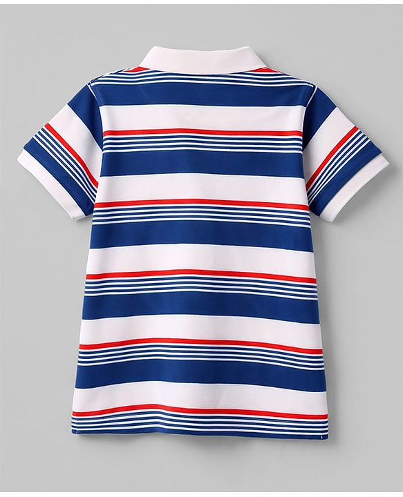 Pine Kids Cotton Knit T-Shirt Striped Polo Neck Half Sleeves Multi Color 5-6 Years