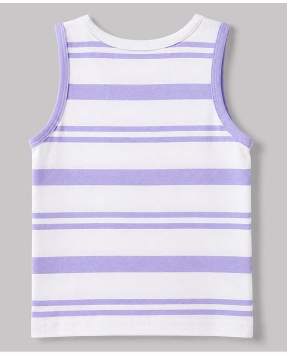 Babyhug 100% Cotton Knit Sleeveless Striped Sando Vests Pack Of 3 - Orange Purple & Light Blue