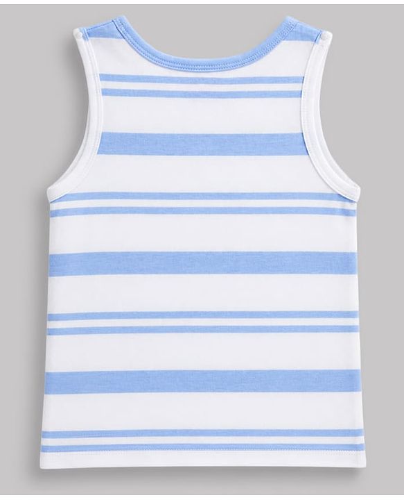 Babyhug 100% Cotton Knit Sleeveless Striped Sando Vests Pack Of 3 - Orange Purple & Light Blue