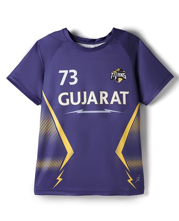 Pine Active Knit Half Sleeves Gujarat IPL Jersey T-Shirt - Navy Blue