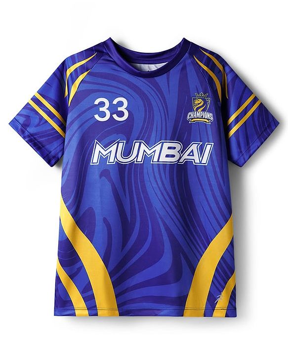 Pine Active Knit Half Sleeves Mumbai IPL Jersey T-Shirt - Blue