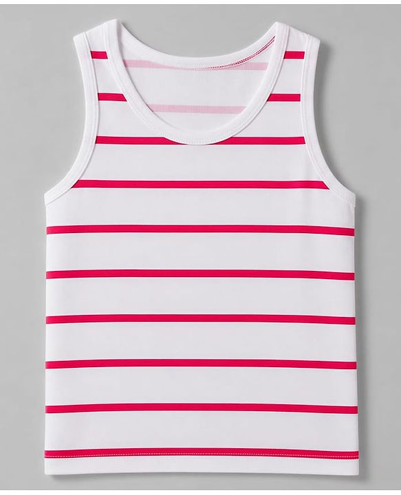 Babyhug 100% Cotton Knit Striped Sleeveless Vests Pack of 3 -white, Navy Blue & Pink