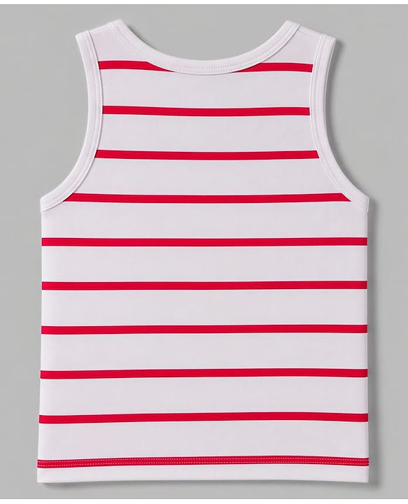 Babyhug 100% Cotton Knit Striped Sleeveless Vests Pack of 3 -white, Navy Blue & Pink