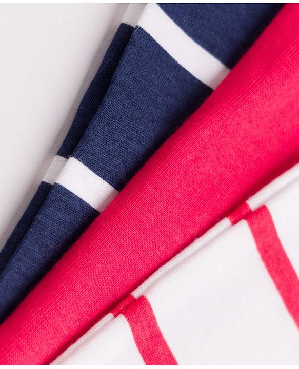 Babyhug 100% Cotton Knit Striped Sleeveless Vests Pack of 3 -white, Navy Blue & Pink