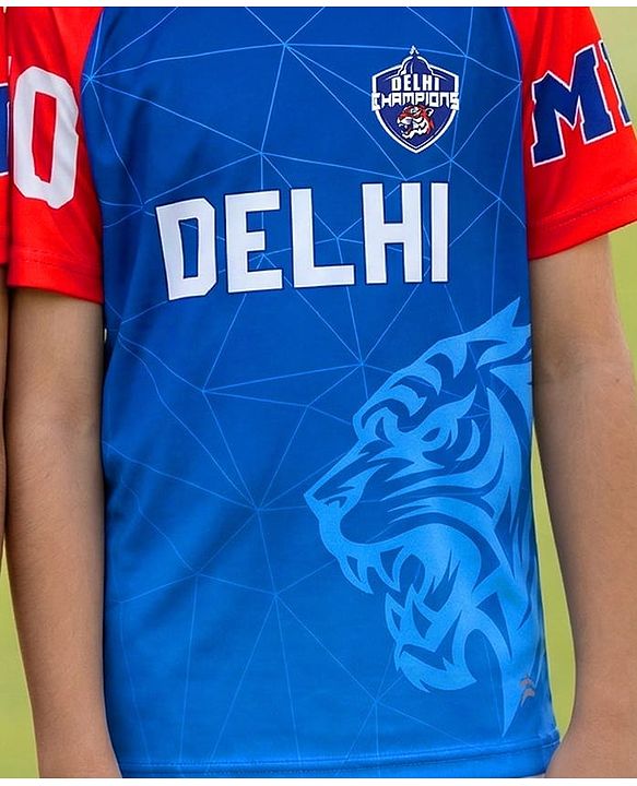Pine Active Knit Half Sleeves Delhi IPL Jersey Printed T-Shirt - Blue