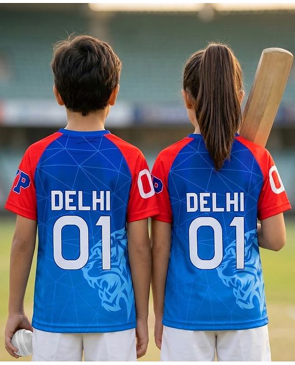 Pine Active Knit Half Sleeves Delhi IPL Jersey Printed T-Shirt - Blue