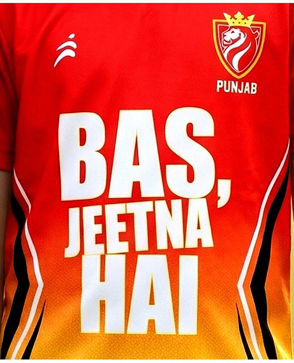 Pine Active Knit Half Sleeves Punjab IPL Jersey Printed T-Shirt - Red & Yellow