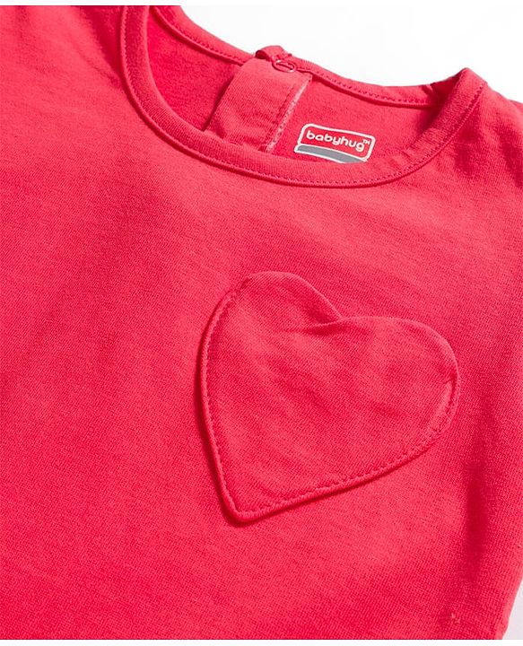 Babyhug Cotton Knit Half Sleeves T-Shirts with Heart Patch Pack of 3 - Multicolor