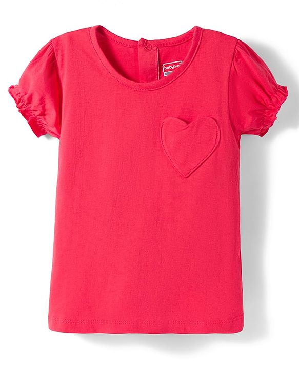 Babyhug Cotton Knit Half Sleeves T-Shirts with Heart Patch Pack of 3 - Multicolor