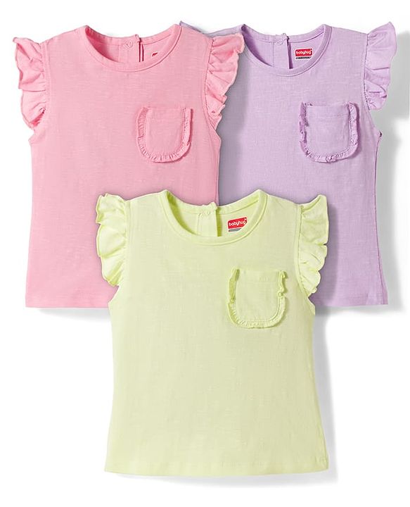 Babyhug Cotton Knit Half Sleeves Solid T-Shirts Pack of 3 - Multicolor
