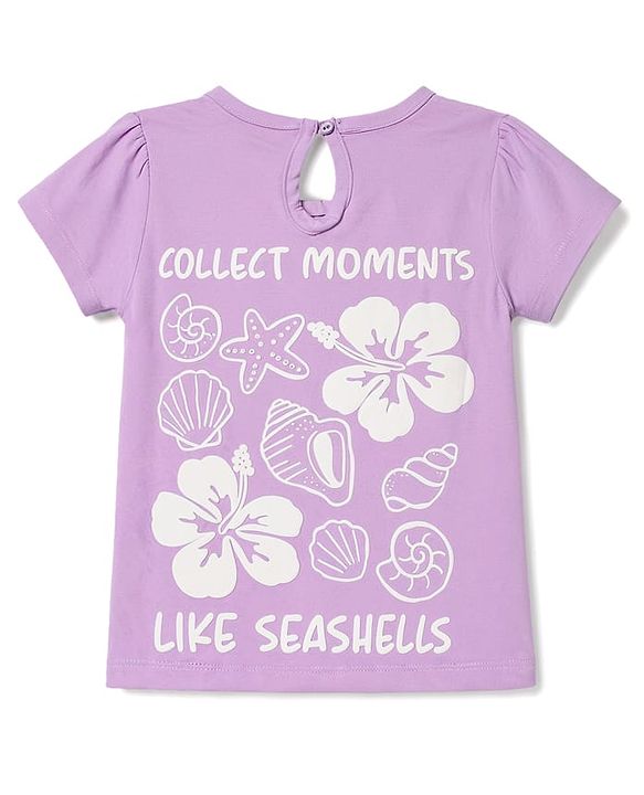 Babyhug 100% Cotton Knit Half Sleeves Floral & Sea Life Printed Oversized T-Shirt - Purple