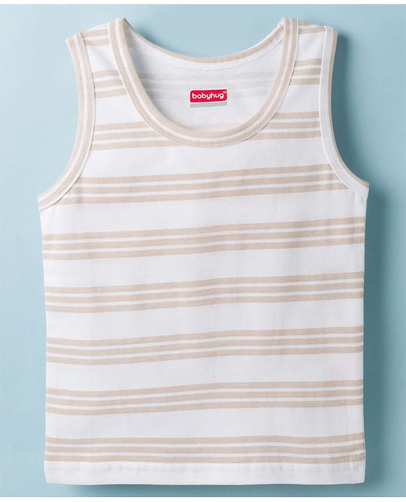 Babyhug 100% Cotton Knit Sleeveless Striped Sando Vests Pack of 3 - Multicolor