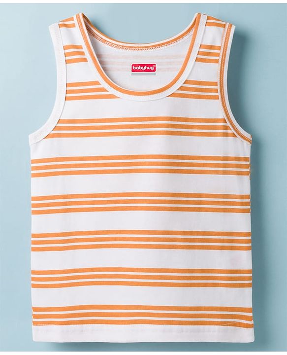 Babyhug 100% Cotton Knit Sleeveless Striped Sando Vests Pack of 3 - Multicolor