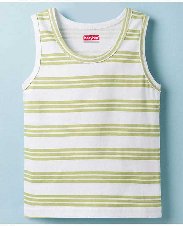 Babyhug 100% Cotton Knit Sleeveless Striped Sando Vests Pack of 3 - Multicolor