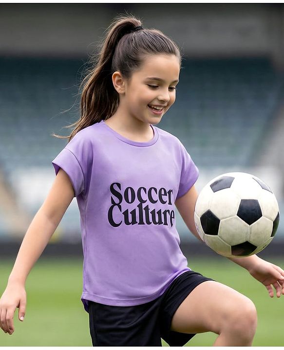 Pine Active Knit Half Sleeves T-Shirt With Soccer Culture Print -Lavender