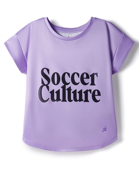 Pine Active Knit Half Sleeves T-Shirt With Soccer Culture Print -Lavender