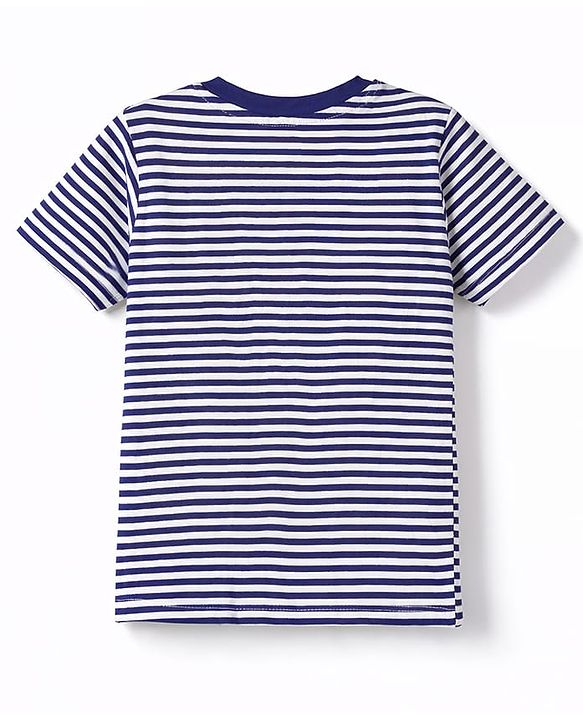 Babyhug Cotton Knit T-Shirt Half Sleeves Oversized Striped with Embroidery Detailing Multi Color 12-18 Months