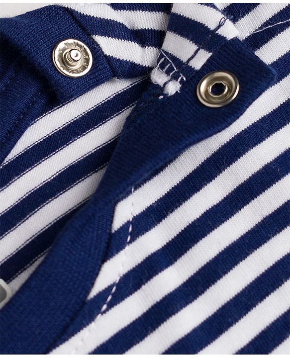 Babyhug Cotton Knit T-Shirt Half Sleeves Oversized Striped with Embroidery Detailing Multi Color 12-18 Months