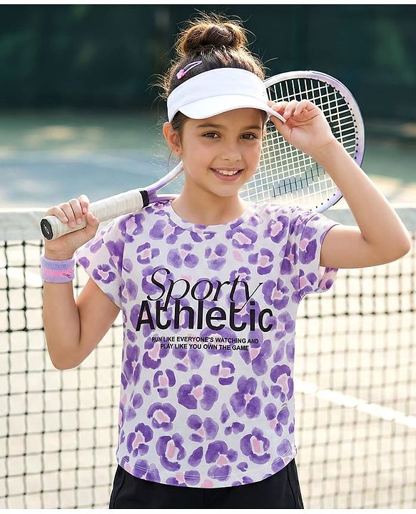 Pine Active Knit Half Sleeves T-Shirt With Sporty Athletic Print - White