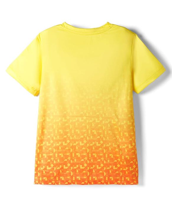 Pine Active Knit Half Sleeves T-Shirt With Number Print - Yellow