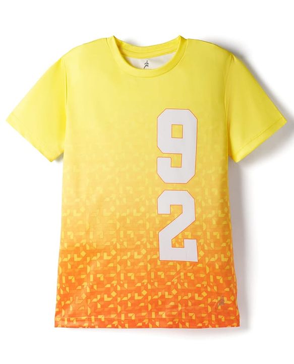 Pine Active Knit Half Sleeves T-Shirt With Number Print - Yellow