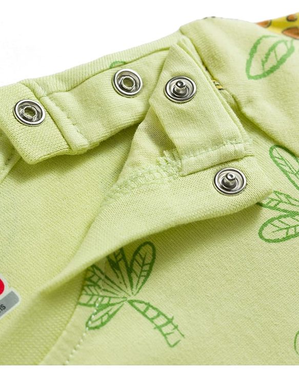 Babyhug Cotton Knit Full Sleeves Jungle Theme Printed Co-Ords T-Shirt & Pyjama Night Suit - Light Green