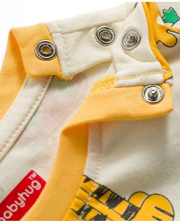 Babyhug Cotton Knit Full Sleeves T-Shirt & Pyjama Co-ord Night Suit with Animal Print - White
