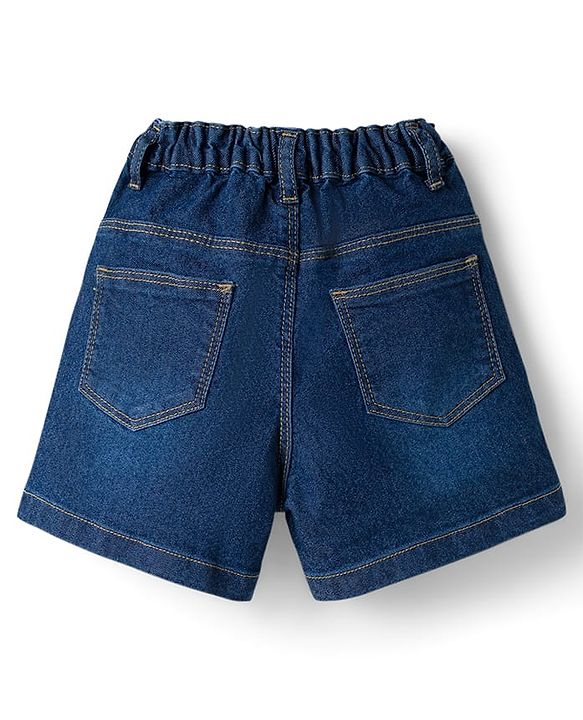 Babyhug Single Jersey Knit Sleeveless Top & Denim Shorts Set with Floral Print - Yellow & Blue