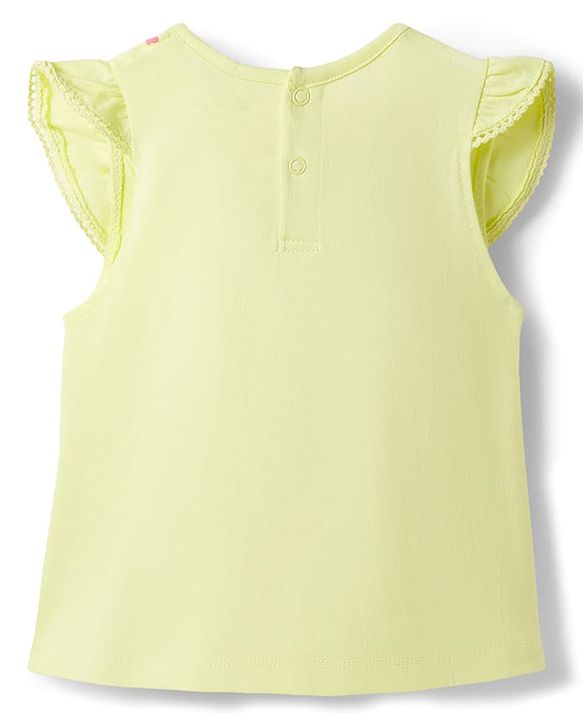 Babyhug Single Jersey Knit Sleeveless Top & Denim Shorts Set with Floral Print - Yellow & Blue