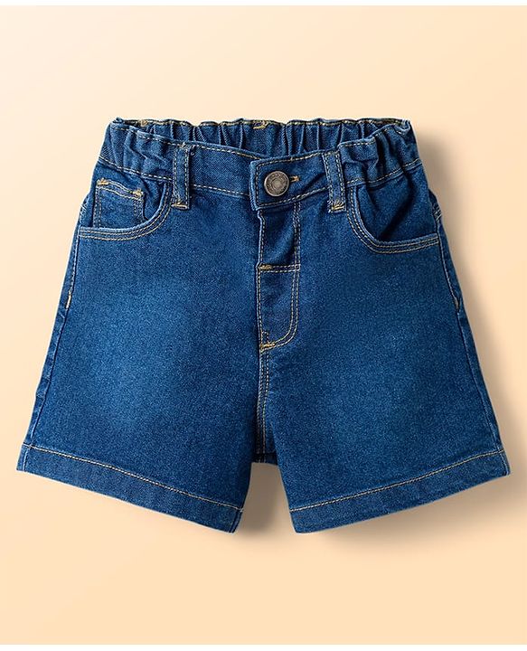 Babyhug Single Jersey Knit Sleeveless Top & Denim Shorts Set with Floral Print - Multicolor