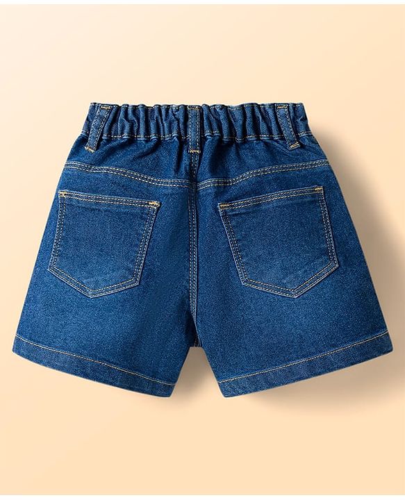 Babyhug Single Jersey Knit Sleeveless Top & Denim Shorts Set with Floral Print - Multicolor