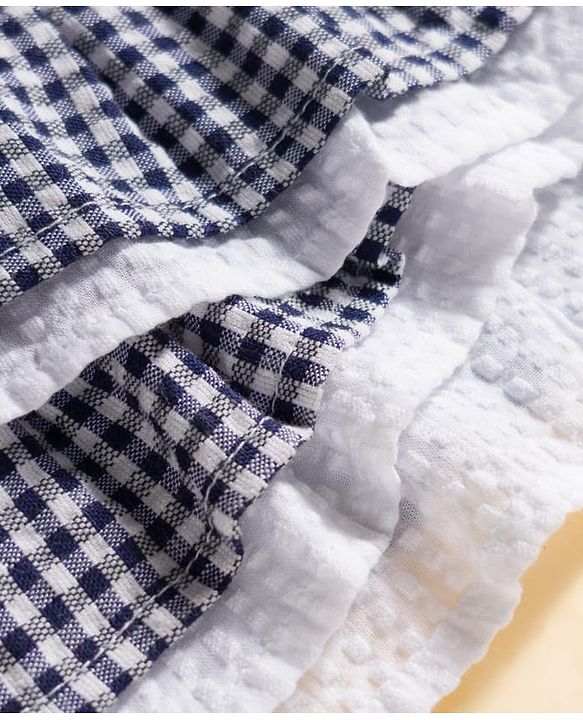 Babyhug Single Jersey Knit Sleeveless Checkered Top & Shorts Set - Multicolour & White