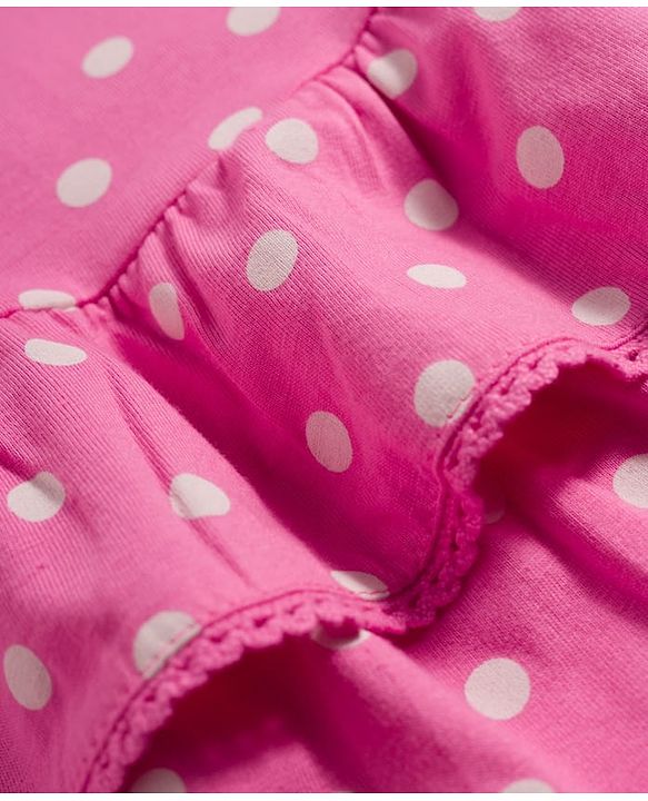Babyhug Single Jersey Knit Sleeveless Polka Dot Printed Top & Denim Shorts Set - Pink & White