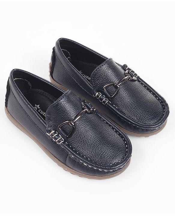 Cute Walk by Babyhug Slip On Solid Loafers With Applique - Navy Blue