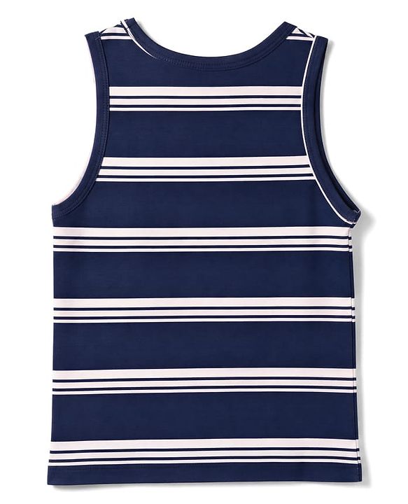 Babyhug 100% Cotton Knit Striped Sleeveless Vests Pack of 3 - Yellow, Navy Blue & Pink