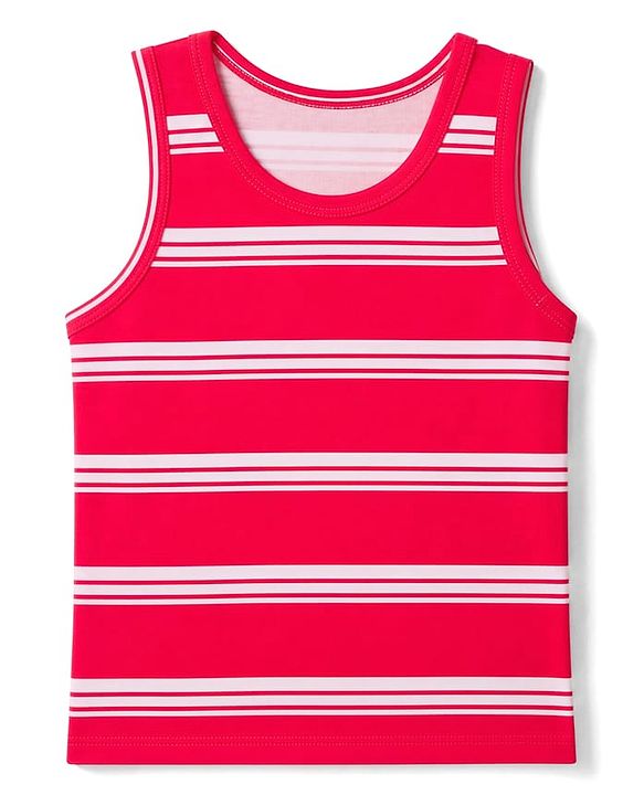 Babyhug 100% Cotton Knit Striped Sleeveless Vests Pack of 3 - Yellow, Navy Blue & Pink