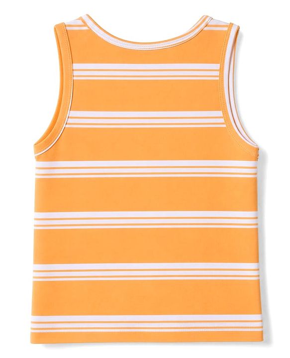 Babyhug 100% Cotton Knit Striped Sleeveless Vests Pack of 3 - Yellow, Navy Blue & Pink
