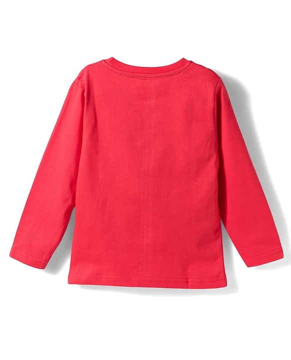 Babyhug Cotton Knit Full Sleeves Text Printed T-Shirt & Pyjama Night Suit - Red & Blue